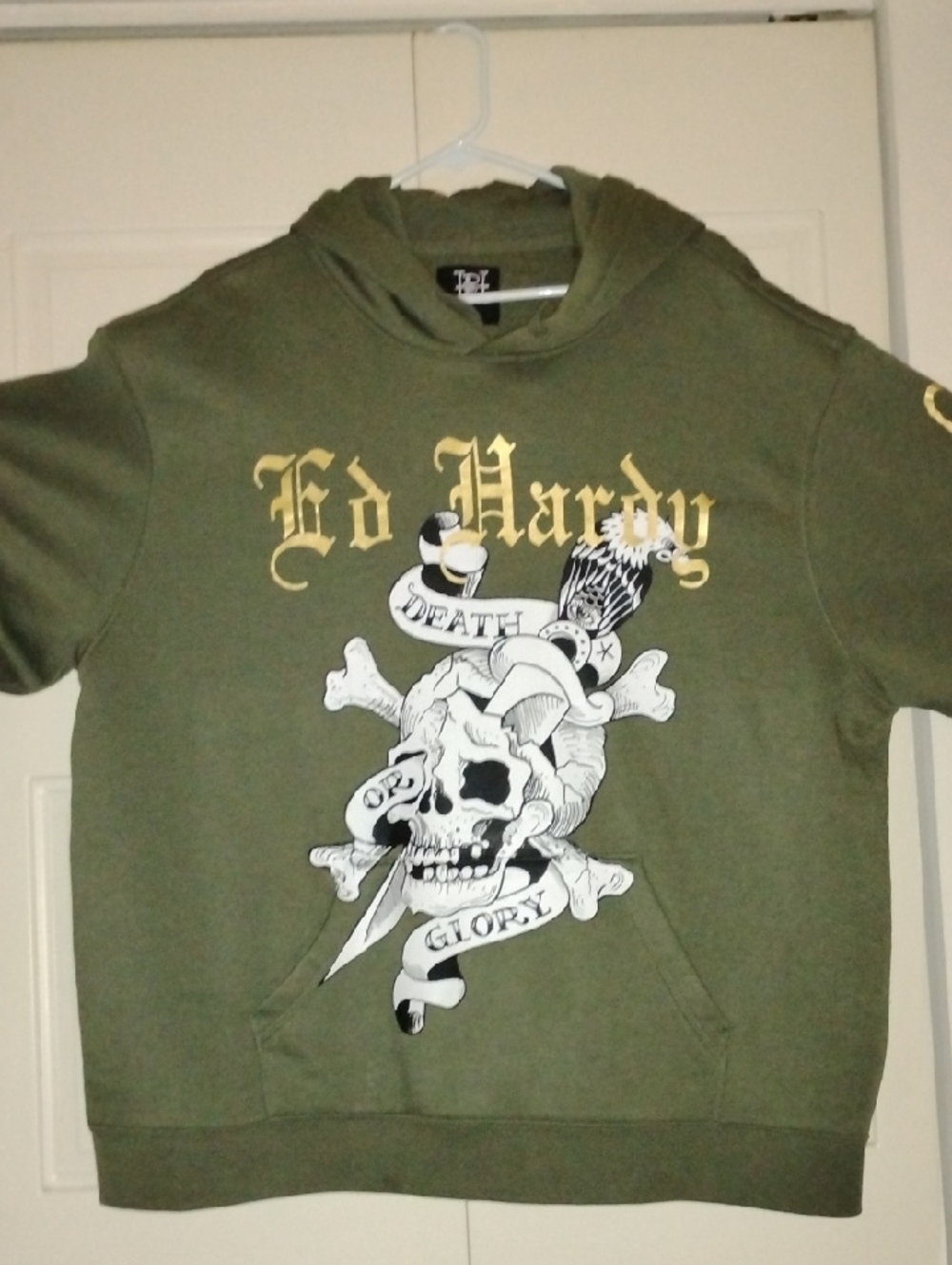 Ed Hardy Men's Olive Green Skull Hoodie